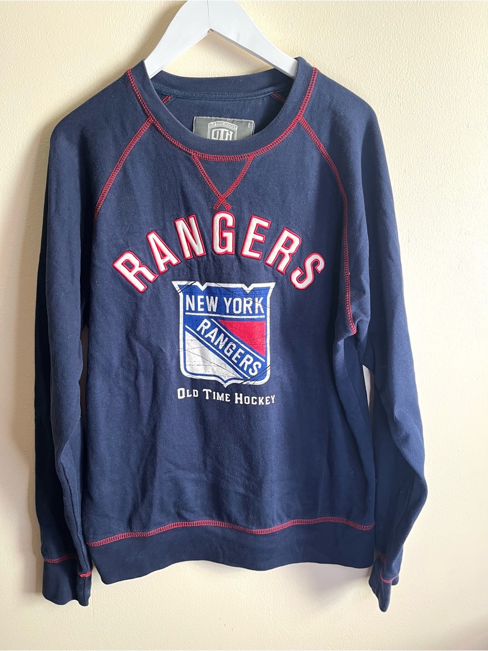 Old Time Hockey Causeway Collection New York Rangers Navy Crewneck Sweatshirt